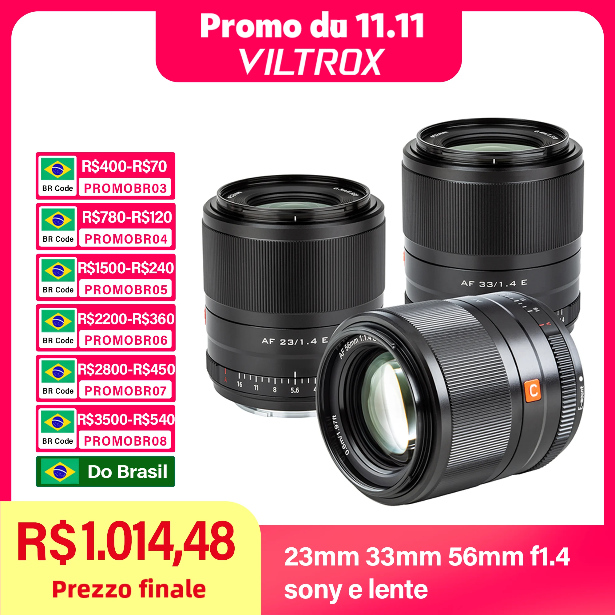 VILTROX 13mm 23mm 33mm 56mm F1.4 Sony E Lens messa a fuoco automatica Prime obiettivo principale ad ampia apertura per fotocamera Sony A6500 A6400 A6600 ZV-E10 FX30 A6000 A6300