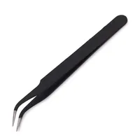 Anit-Static Tweezers, Precision Black DIY Tweezers for Nail Art and Eyelash Extensions Beauty Tools