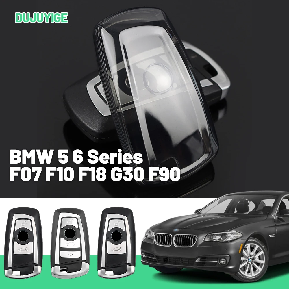 Clear TPU Car Key Case For BMW 5 6 Series F07 F10 F18 G30 F90 G38 F06 F12 Key Fob Cover Protector Shell Auto Accessories