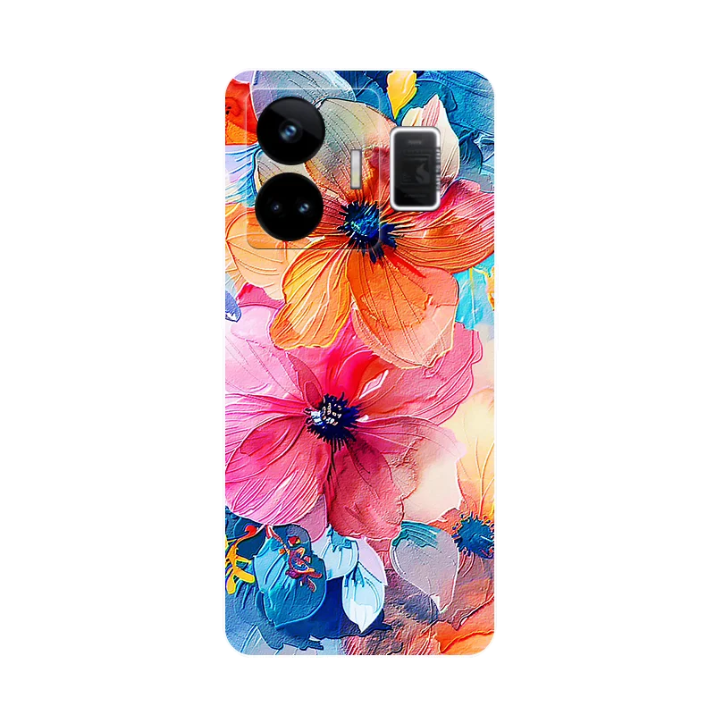 For Realme GT Neo5 / Neo 5 240W Case Flower Red Moon Silicone Soft TPU Back Cover For Realme GT Neo 5 Case Cover RMX3708 RMX3706