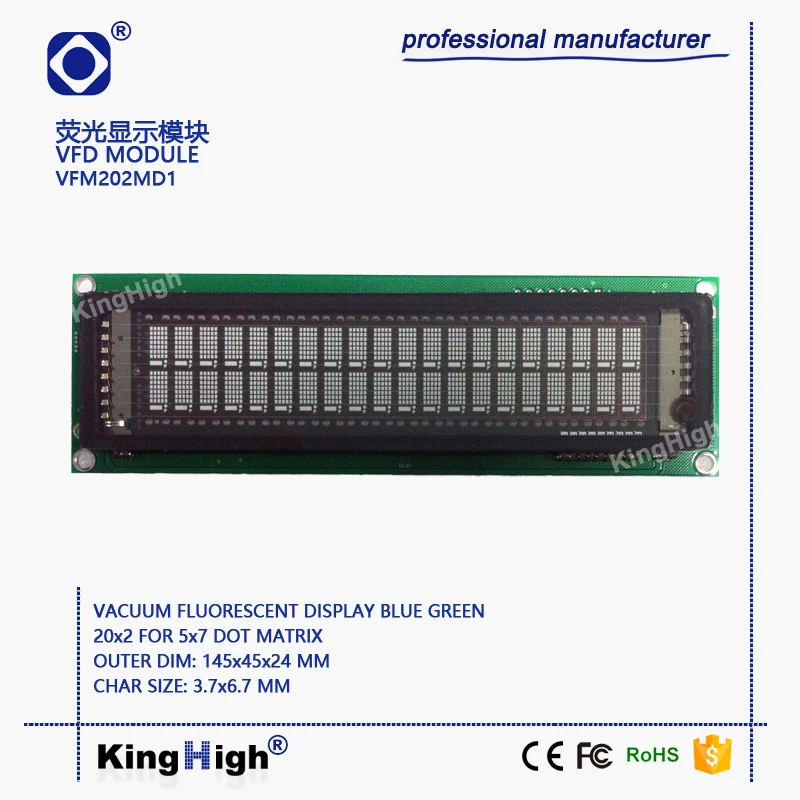 

Fluorescent Screen Display Module POS Guest Display Screen VFD Display Screen 20x2 Embedded Small Size Vfm202md1