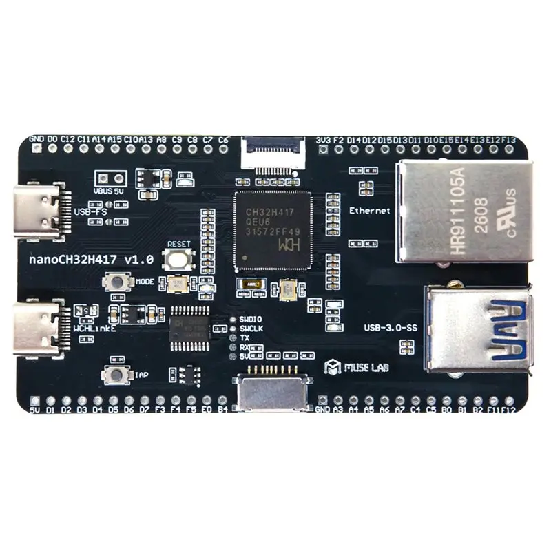 

USB 3.0 Super Speed 5Gbps 100Mbps Ethernet Nanoch32h417 Development Board WCH RISC-V Dual TYPE-C Interface Open Source