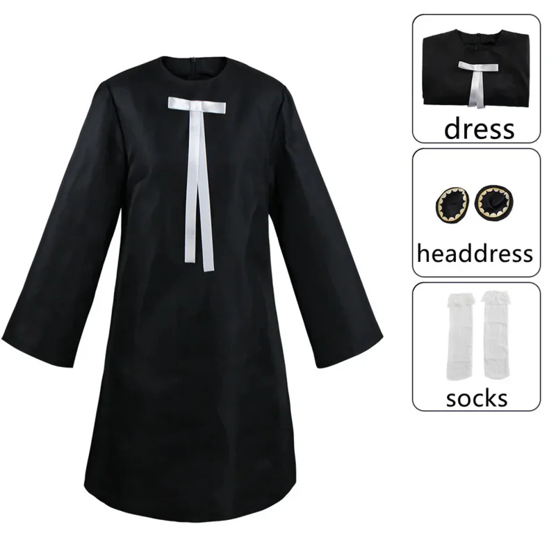 أنيمي الجاسوس X الأسرة أنيا فورجر تأثيري حلي المرأة فستان أسود موحدة مجموعات كاملة هالوين كرنفال ملابس للحفلات