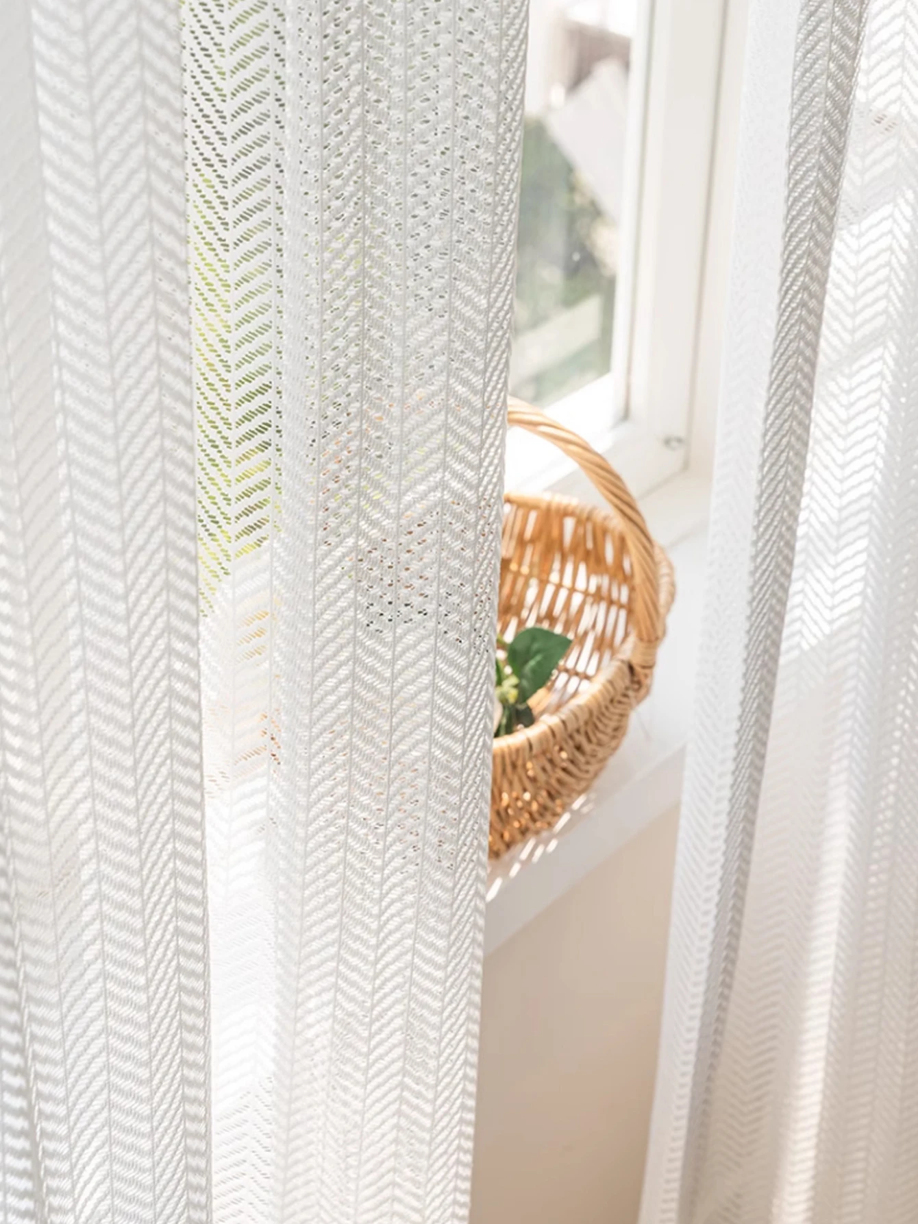Herringbone pattern jacquard top-grade white yarn simple modern luxury window screen curtain