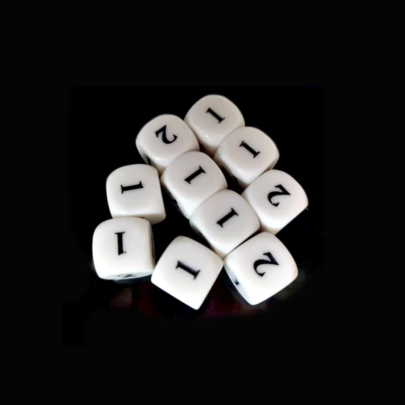 4 pieces Number 1 2 3 1 2 3 D6 round right angle Acrylic White Dice 6-sides 16mm Dices For Board game Dice accessories