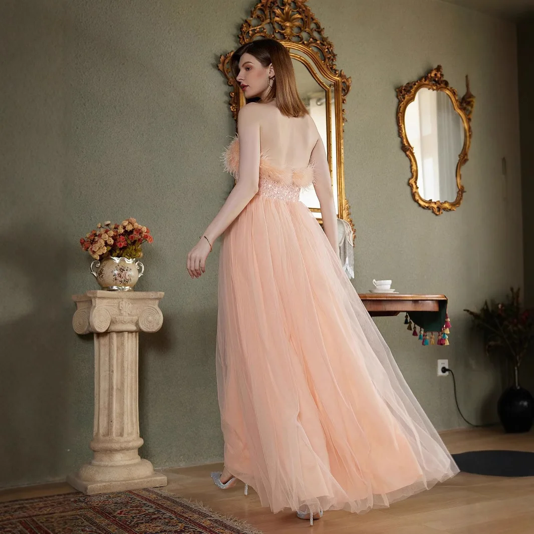 Nova cor sólida elegante sem alças luz de luxo verão lantejoulas festa vestido noite primavera 2025 vestido verão robe feminino