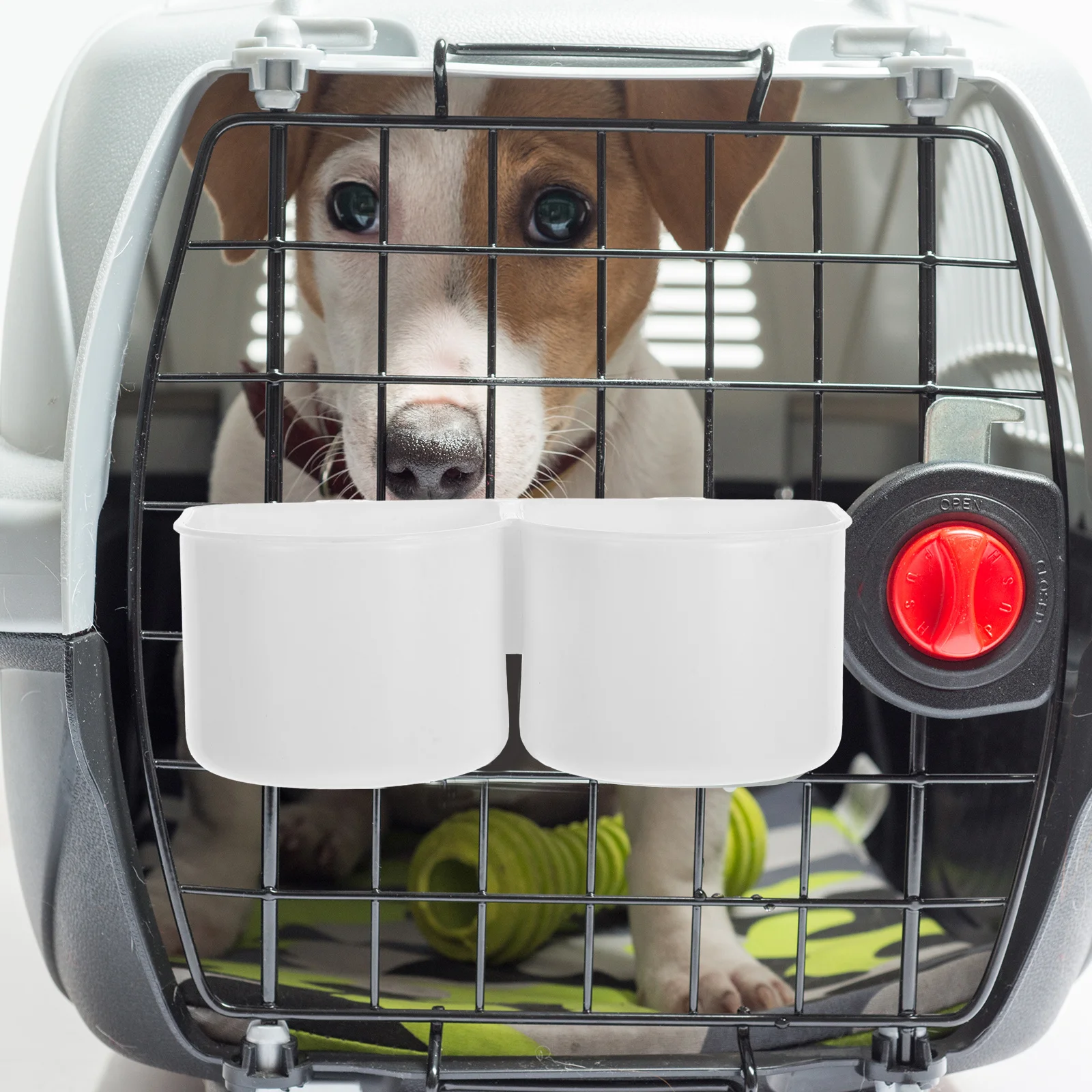 

Pet Crate Carrier Cup Removable Hanging Food Water Feeder Bowl Adjustable Height Splashproof Cats Rabbits