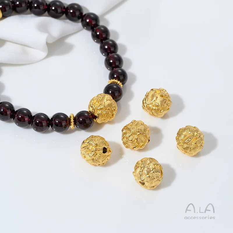 Vietnamese Sand Gold Lotus Bead Partition Accessories Round Beads Loose Beads Handmade DIY Beaded Crystal Bracelet Material view 4