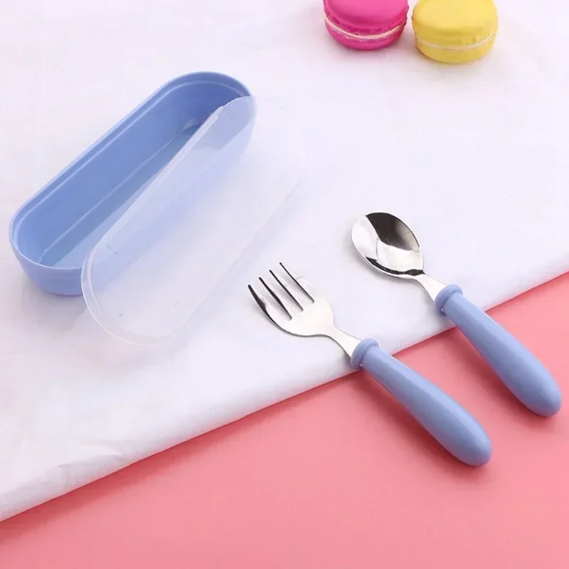 Baby Feeding Tableware Set Children Utensil Stainless Steel Toddler Dinnerware Cutlery Cartoon Infant Food Feeding Spoon Fork image 4