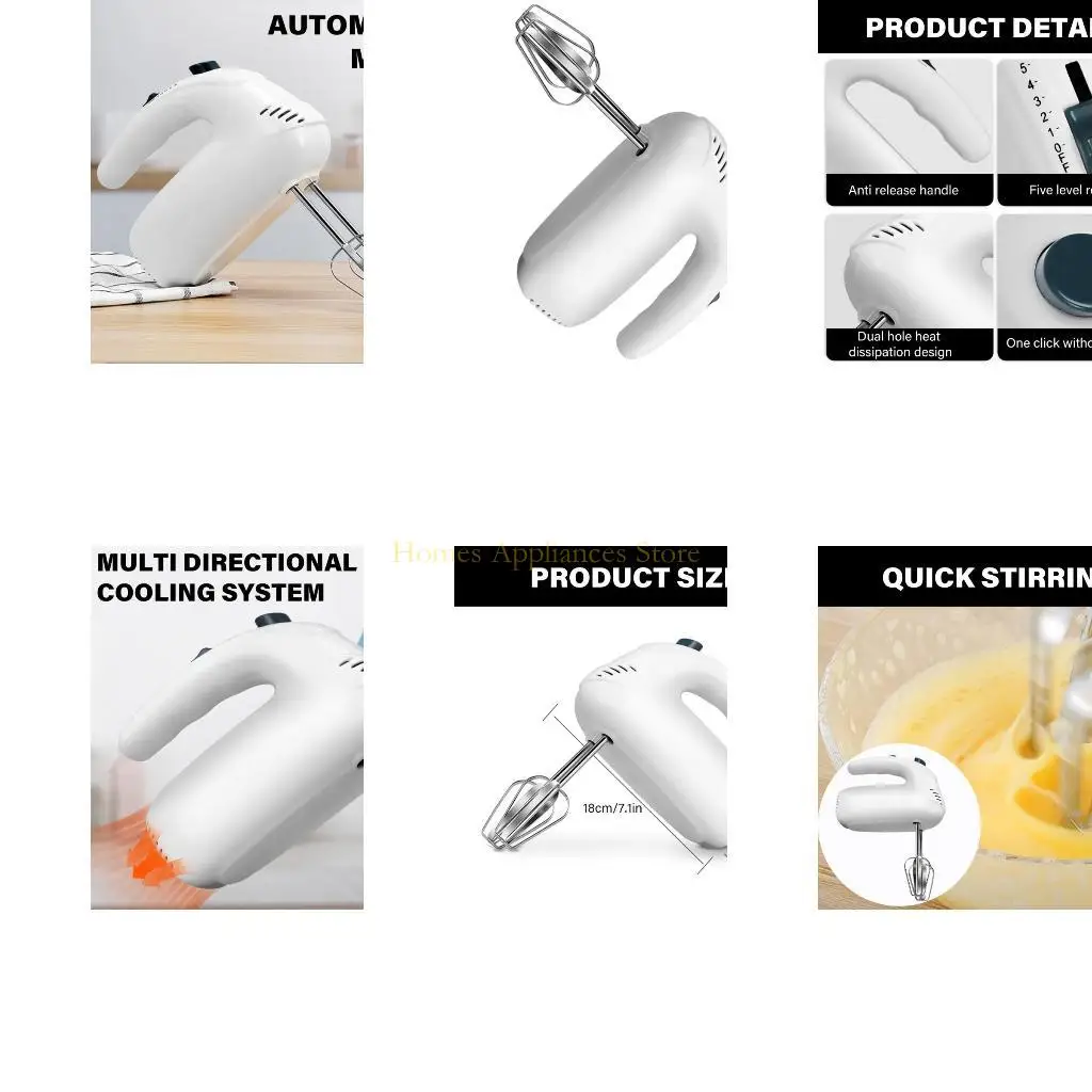 D0AB 300W 핸드 믹서 5 스피드 핸드 믹서 전기 핸드 헬드 전기 믹서 쉬운 휘핑 반죽과 크림 베이킹 및 요리