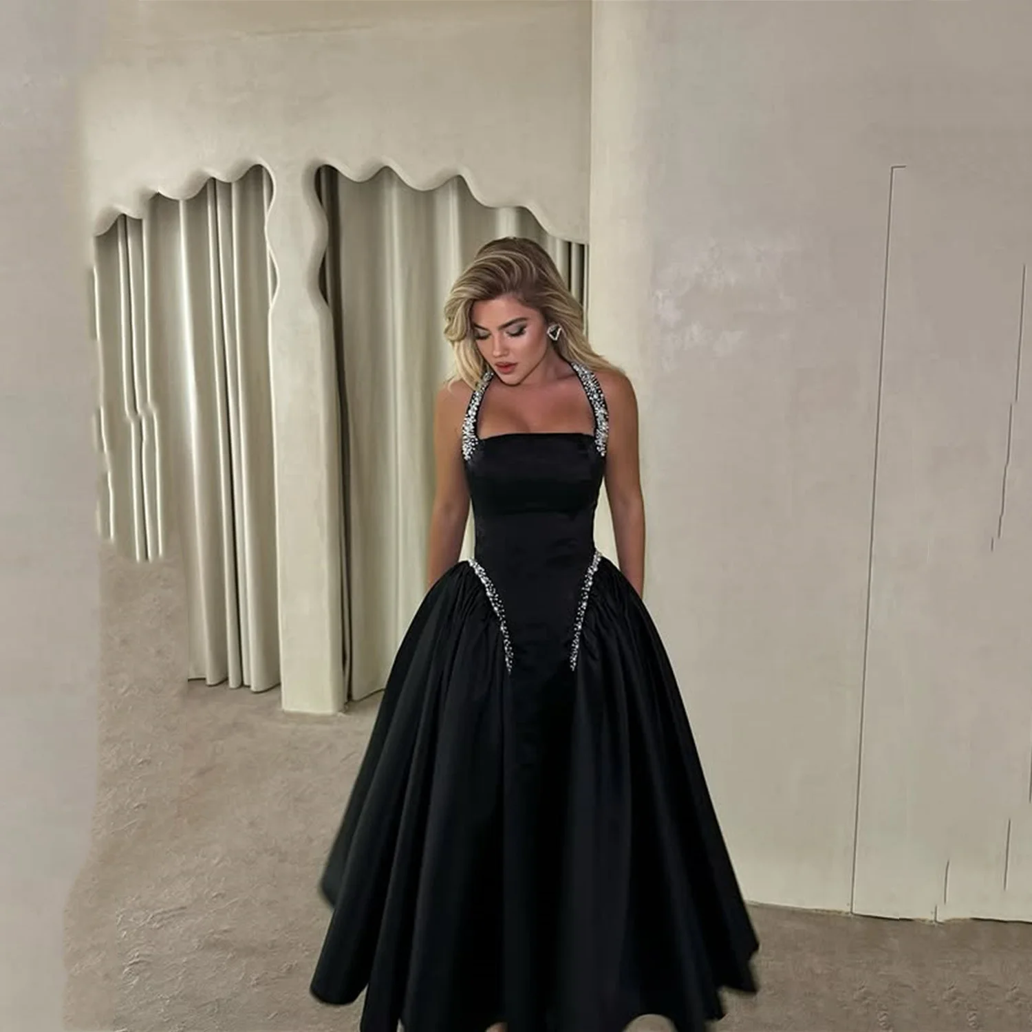 

Aileen Women Evening Dress Black Elegant Women's Dresses for Wedding Party Red Robes De Soirée Платье Вечернее فساتين سهرة Satin