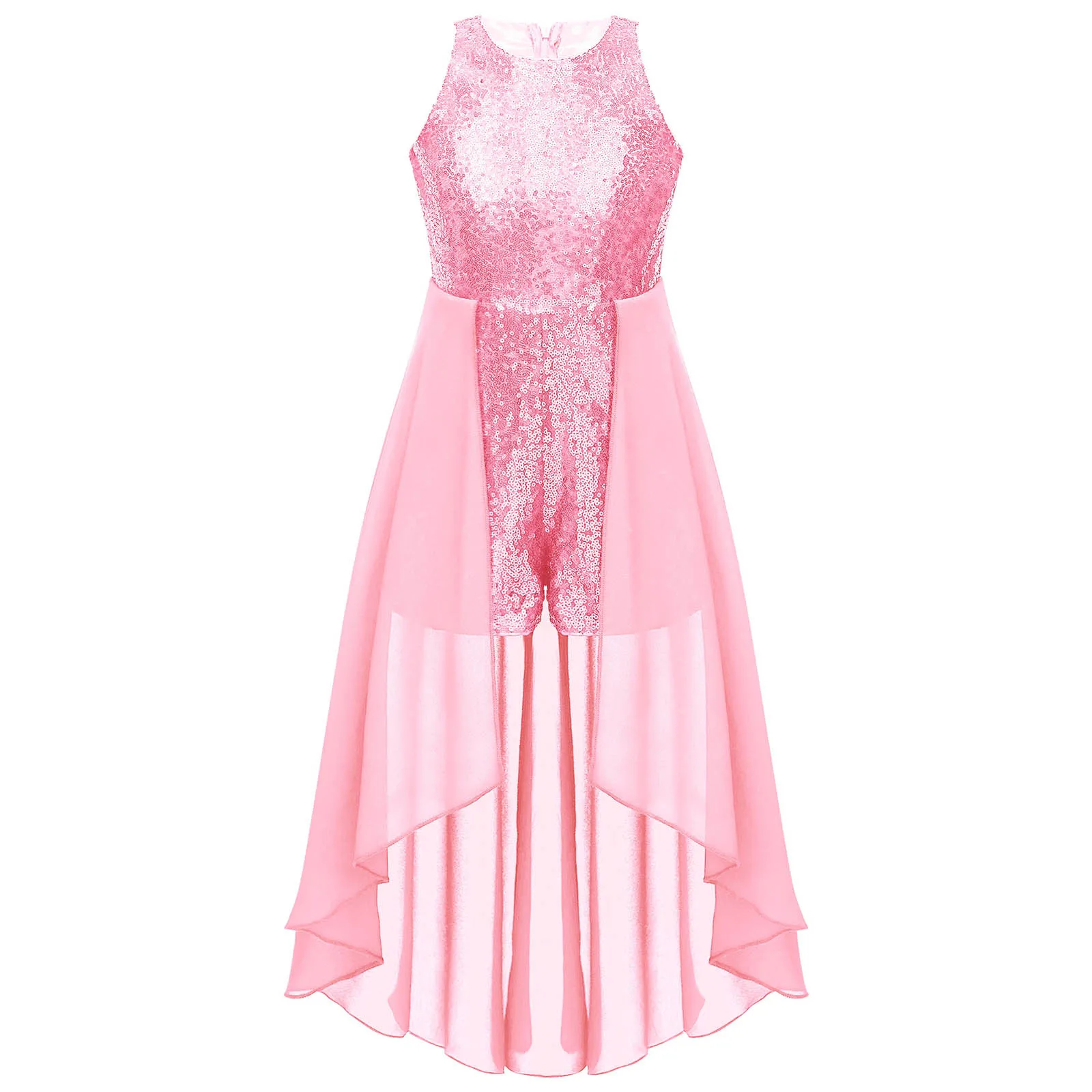 Kids Flower Girls Party Dress Sequins Sleeveless Chiffon Split Skirt Jumpsuit for Birthday Wedding Evening Prom Ball Dancing image 4