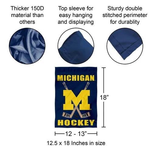 Michigan Team University Wolverines Hockey Garden Flag and Yard Banner jjx