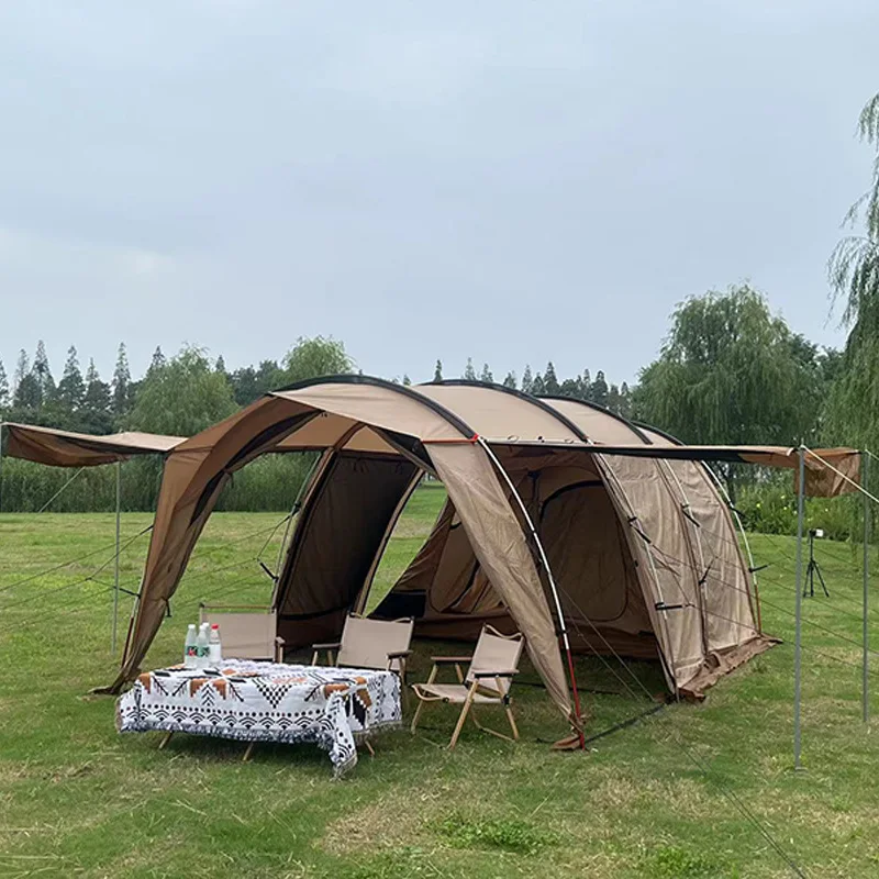 LH large camping tent, outdoor double-layer thickened rainstorm-proof pole tent