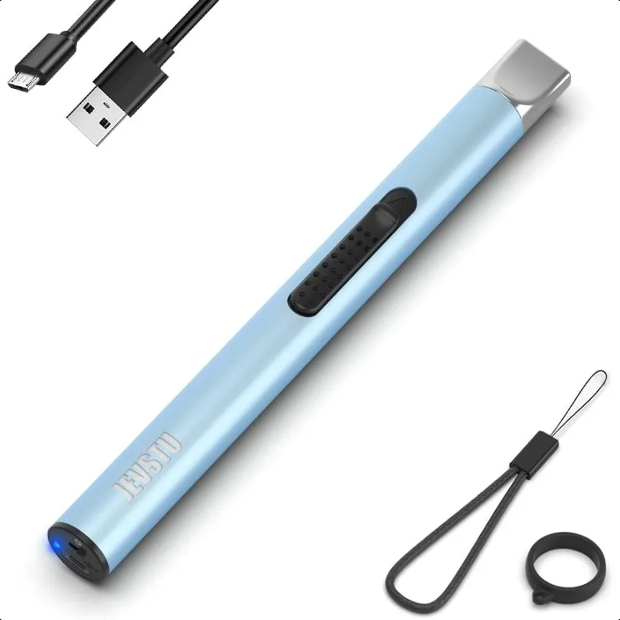 

Электрическая зажигалка для свечей, перезаряжаемая USB-дуговая ветрозащитная плазменная зажигалка с длинной веревкой и кольцом без бутановой жидкости Perf