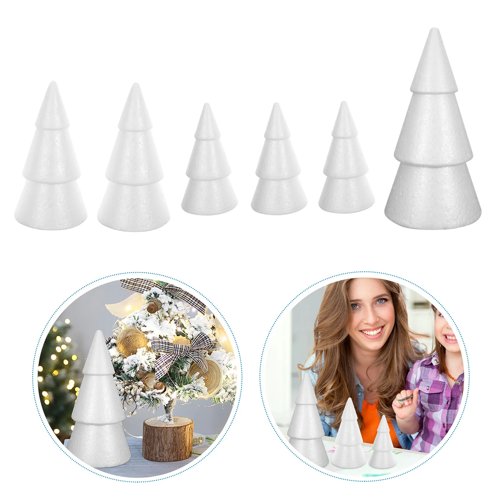 

6 Pcs Bubble Christmas Tree Ornament Craft Foam Decoration Props Cones DIY Arts White