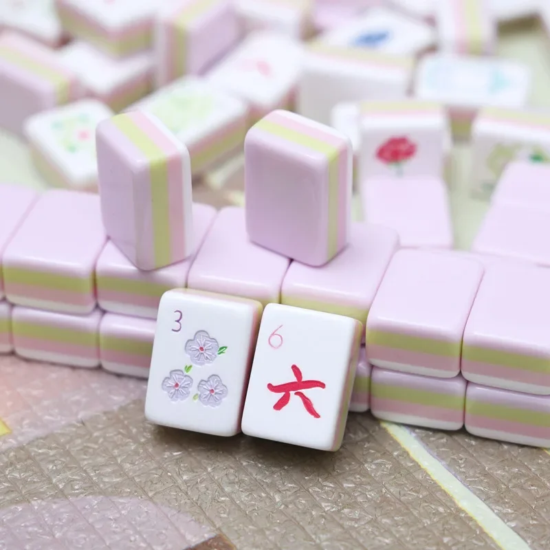 Purple‑Pink 4‑Layer Laminated Acrylic American Mahjong Tiles 160Pcs, Mah Jongg Game Tiles with Portable Storage Bag