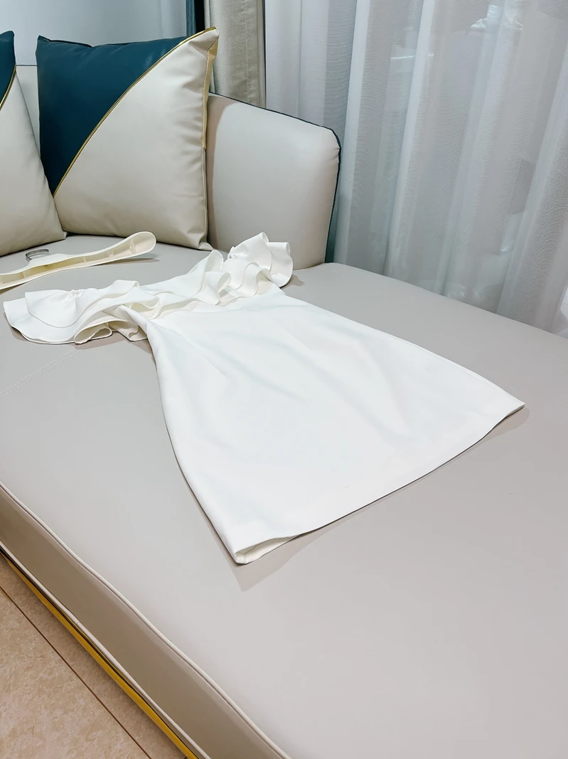 

Белое платье с открытыми плечами и кружевной отделкой, короткая юбка с завышенной талией, из полиэстера, винтажный стиль, подходит для повседневной носки