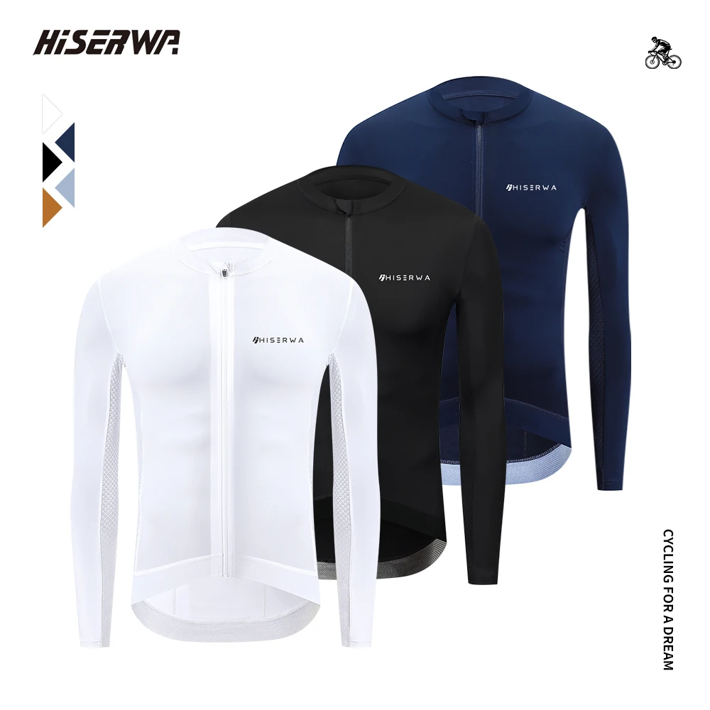 

HISERWA Men Cycling Jersey MTB Road Maillot Bike Shirt Downhill Jersey High Quality Pro Team Long Sleeve Bicycle Clothing Cycle