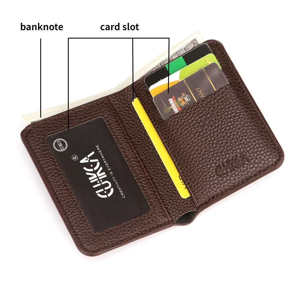 New Soft Pu Leather Men Wallet Solid Color Lychee Pattern Mini Coin Purse Driver's License Card Holder Men's Small Wallet