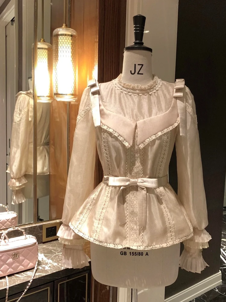 

Винтажная комбинированная юбка-рубашка с завышенной талией в абрикосово-розовом цвете, классическая, из плотной ткани, с эффектом двухслойности, в стиле Court.