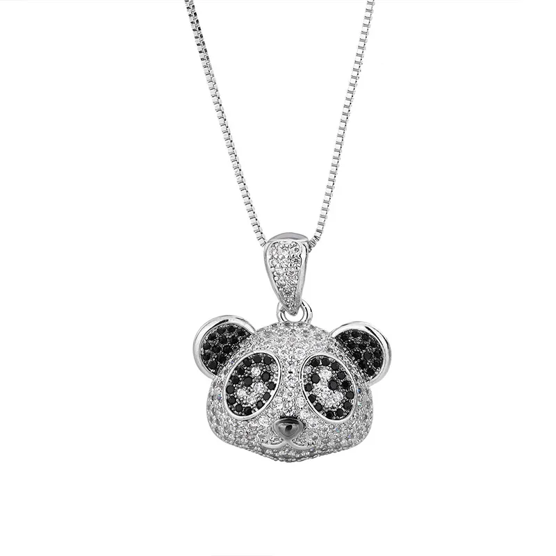 European and American Jewelry Set Earrings Necklace S925 Silver Needle Simple Personality Full Diamond Cute Bear for Women