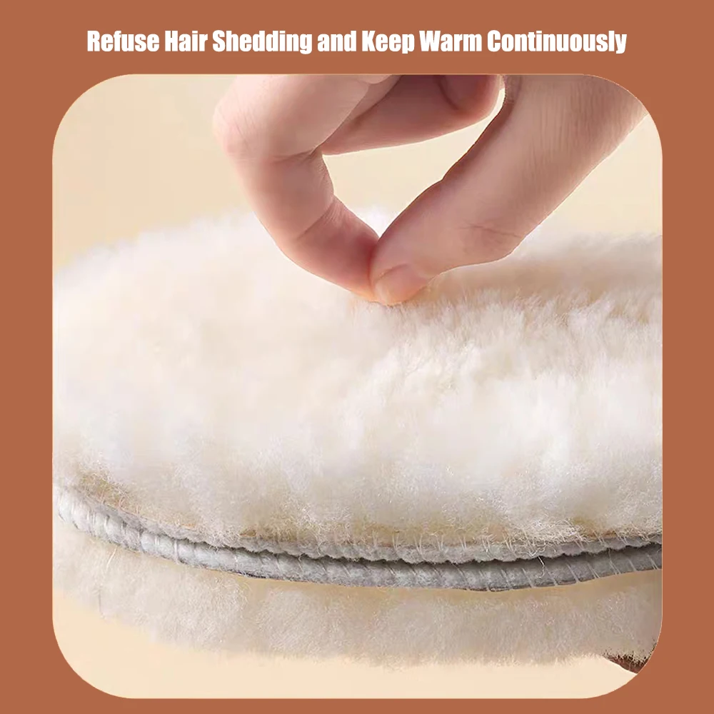 4/2 Stück natürliche Schaffell-Wolleinlegesohlen für Schuhe Männer Winter Füße warm verdicken flauschige Fleece Schuheinlegesohlen Damen Schneestiefel Schuhpolster – Detail 8