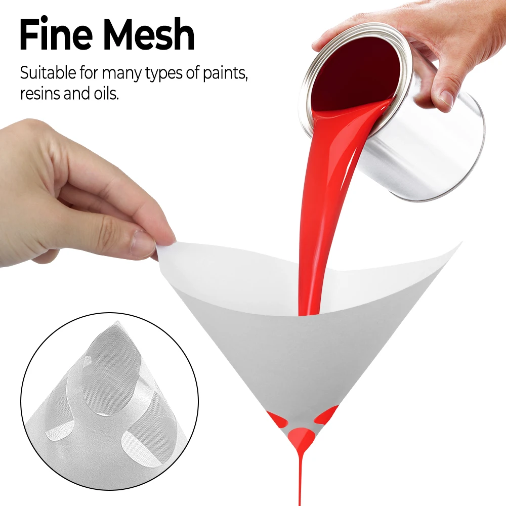 200 Pcs Conical Nylon Micron Papers 100 Mesh Paper Filters Disposable Purifying Straining Cup Funnel Paint Filter