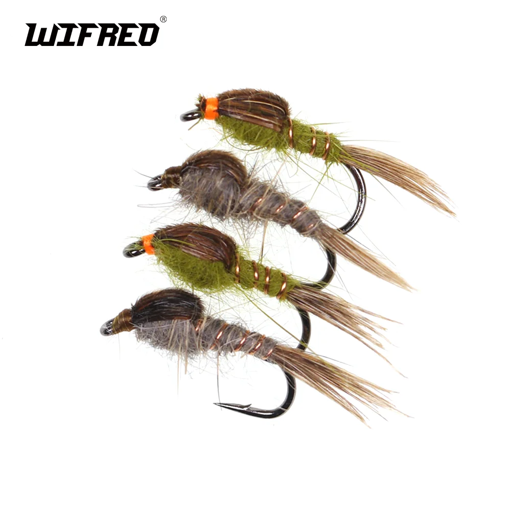 

Wifreo 8pcs Hare's Ear Nymph Dry Fly Barbed Fly Tying Hook #14 Artificial Insect Baits Trout Grayling Bluegill Fishing Lures