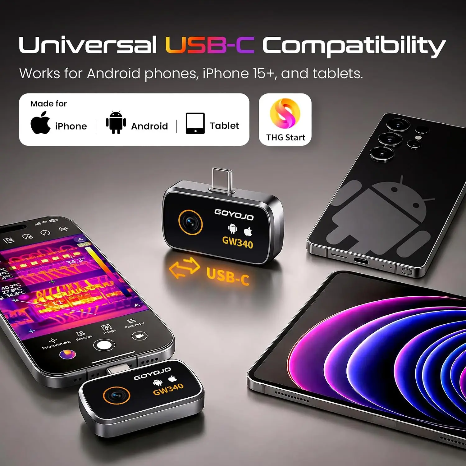 GW192A GW340 Thermal Imaging Camera for iPhone & Android Phone Infrared Thermal Imager Inspection Repair Thermographic Camera