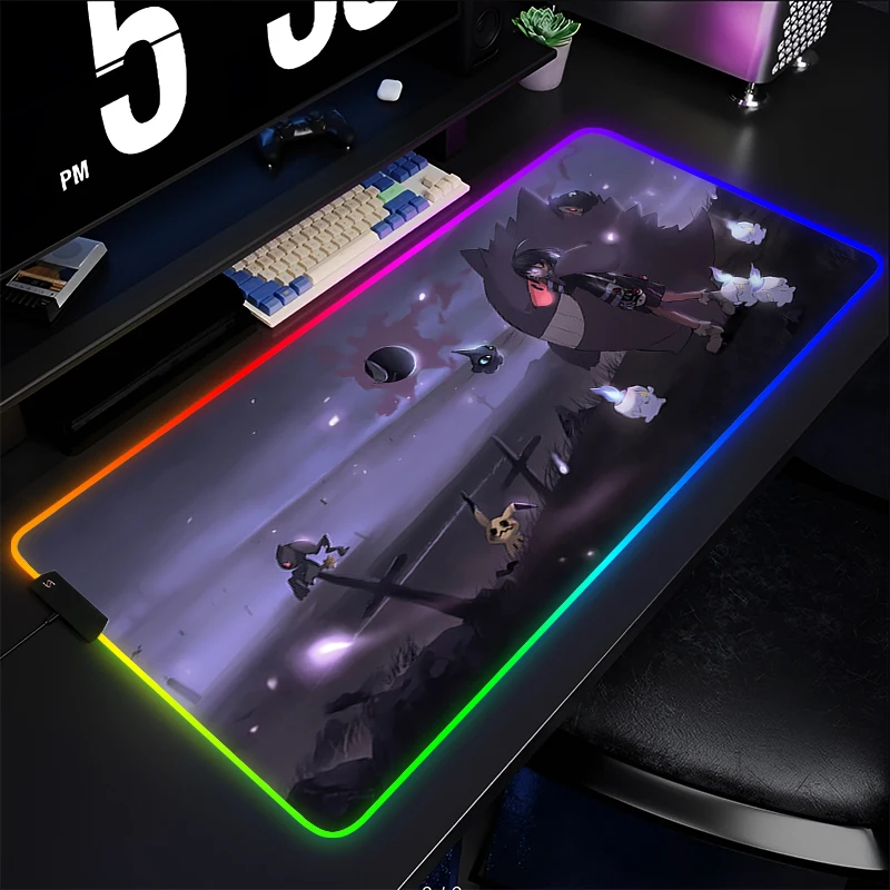 

Светодиодный резиновый коврик для мыши с подсветкой, игровые аксессуары P-Pokemon, скоростная клавиатура, коврик для киберспорта с RGB-подсветкой, коврик для стола, для ноутбука