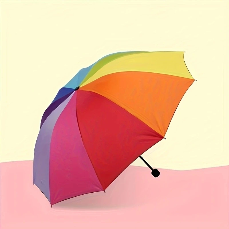 1pc-Fashionable foldable compact casual manual sunscreen umbrella, suitable for both men and women