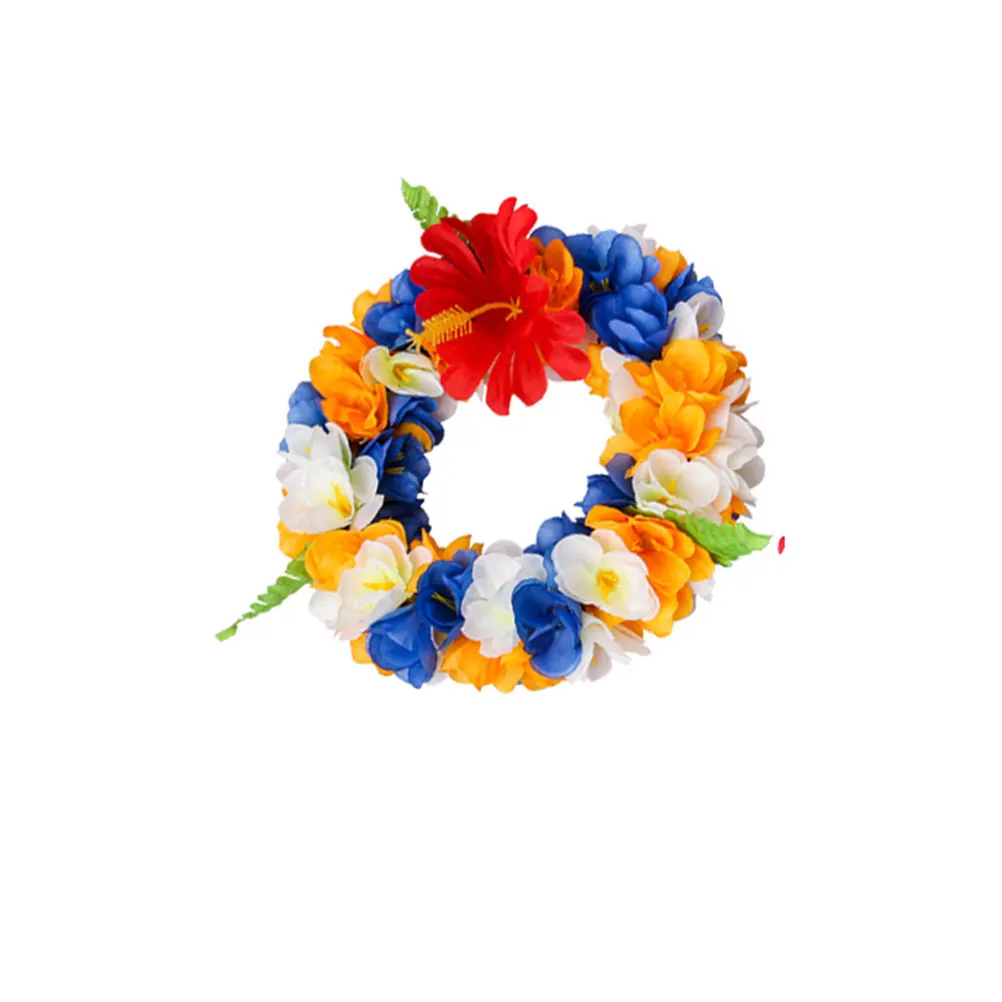 

4pcs Artificial Flower Wreath Set Natural Color Hawaiian Garland Leis Luau Party Accessories Festivals Hair Band Bracelet