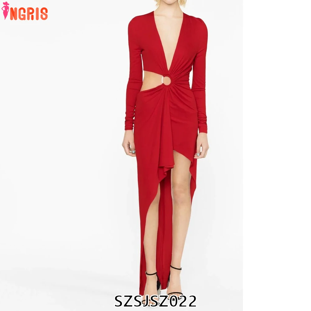 

High Quality Bandage Dresses Dresses Against Ruffles Evening Wear Simple Elegant Women Party Dress-SZSJSZ022