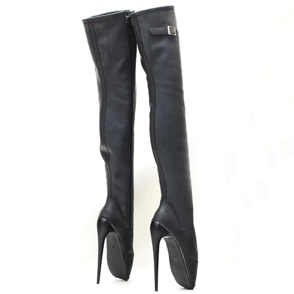 jialuowei Latex Material Ballet Boots Thin Heel Side-Zip Over-the-Knee Women Sexy Fetish Stretch Boots Custom Made