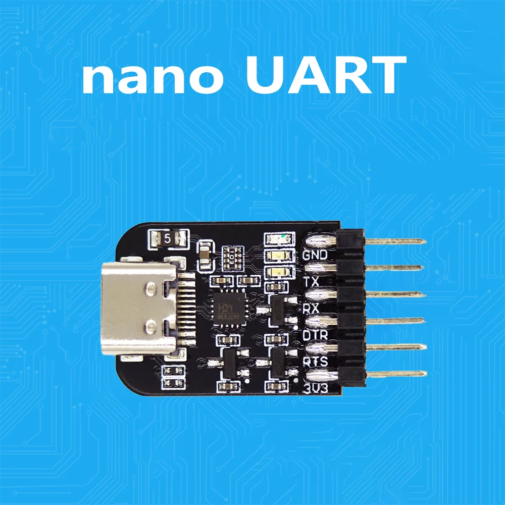 

Инструмент последовательного порта nanoUART Модуль USB-TTL Регулируемый уровень ввода-вывода Аппаратное обеспечение Контроль потока Интерфейс TYPE-C Схема с открытым исходным кодомНовый