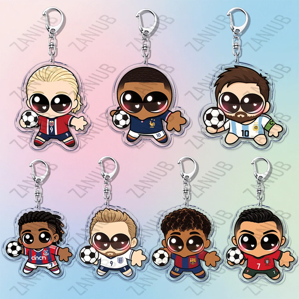 Funny Football Player Haaland Keychains Accessories Bag Charms Soccer Ball Sports Art Key Chain Ring Jewelry Fans Gifts