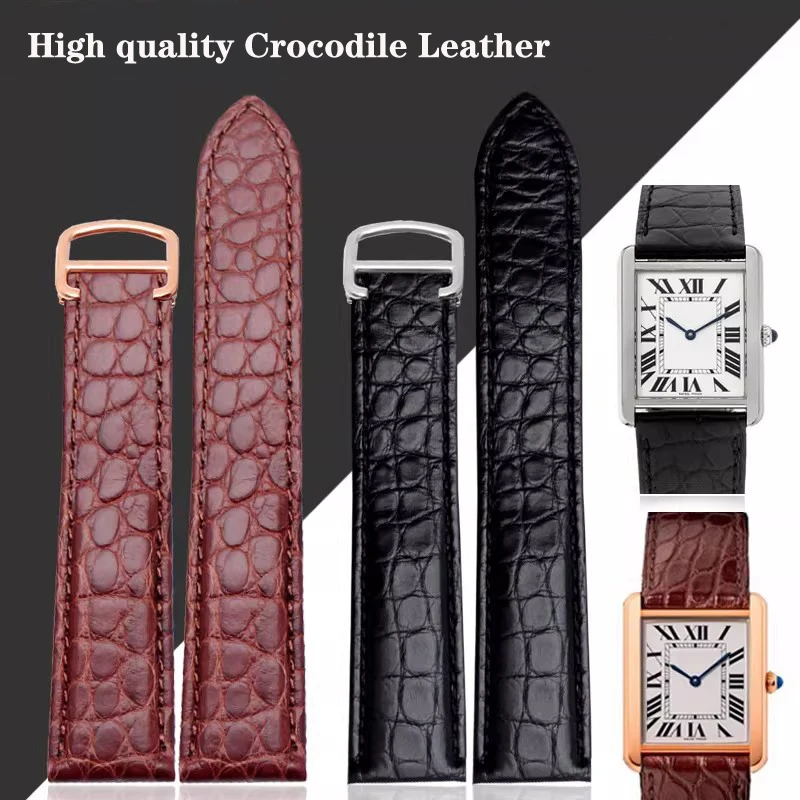 

Ремешок для часов из натуральной кожи для Cartier Tank Blue Balloon London, из кожи крокодила, мужской и женский, аксессуары для часов 20 мм 22 мм