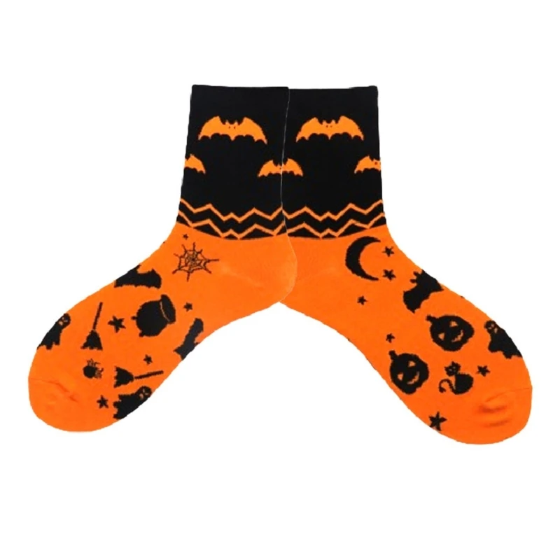 Funny Mysterious Ghostly Patterned Socks for Adults and Teens Festivals Calf Socks for Halloween Party Celebrations