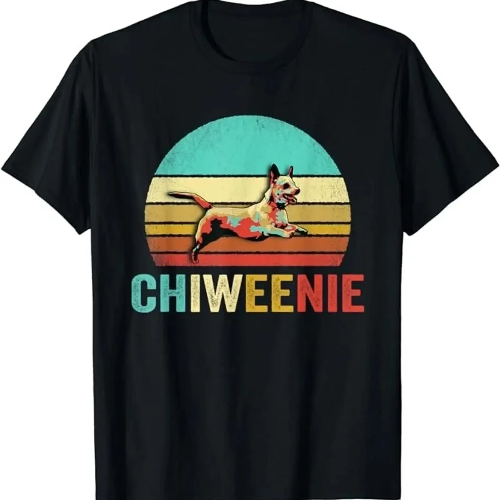 Funny T Shirt Vintage Chiweenie Dog Sunset  vintage Washed homme Stylish graphic Casual Top For Everyday Wear Stretched Soft