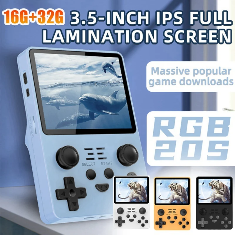 Rgb 20S Retro Game Console Handheld Video Game Console 16G + 32G 3.5 Inch Ips Scherm Open Source Systeem Duurzaam (Geel)