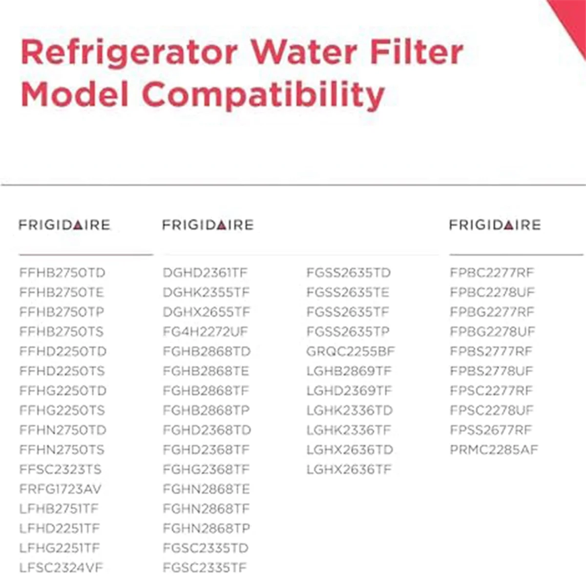 EPTWFU01 Refrigerator Filter Elements, Suitable for Frigidaire UltraII Refrigerator Filter Elements