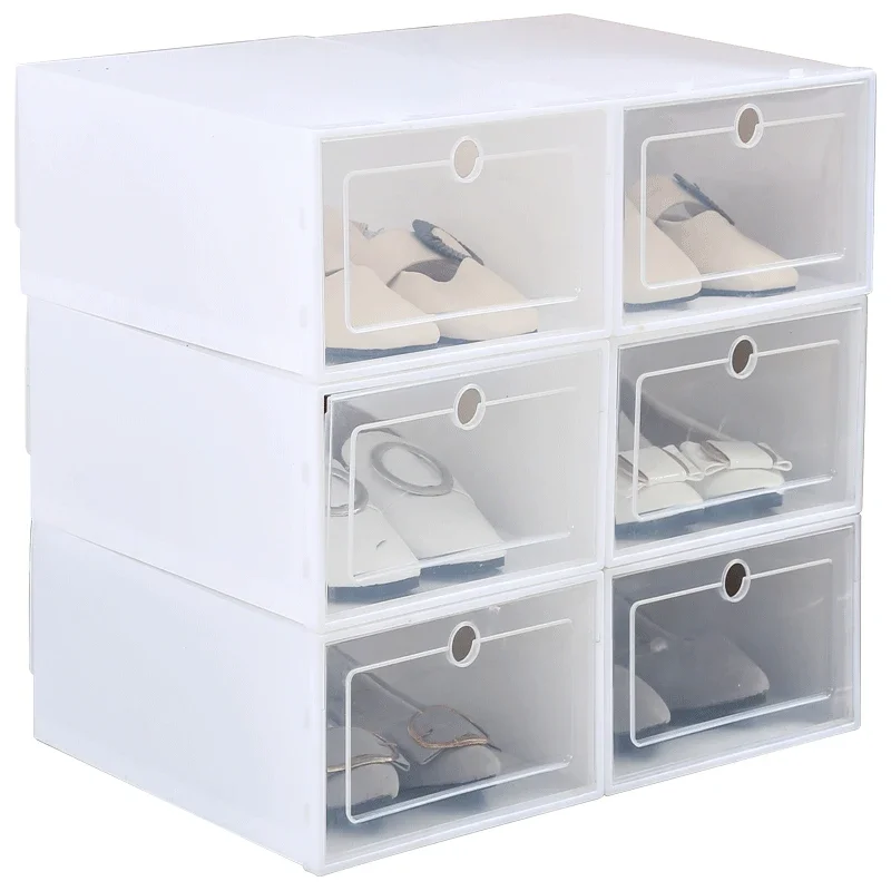 Transparent plastic shoe box, shoe storage artifact, Japanese flip cover white drawer style storage box, dust-proof shoe rack