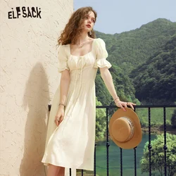 ELFSACK A-Line Waist Dresses Women 2023 Spring/Summer Short Sleeve Daily Dress