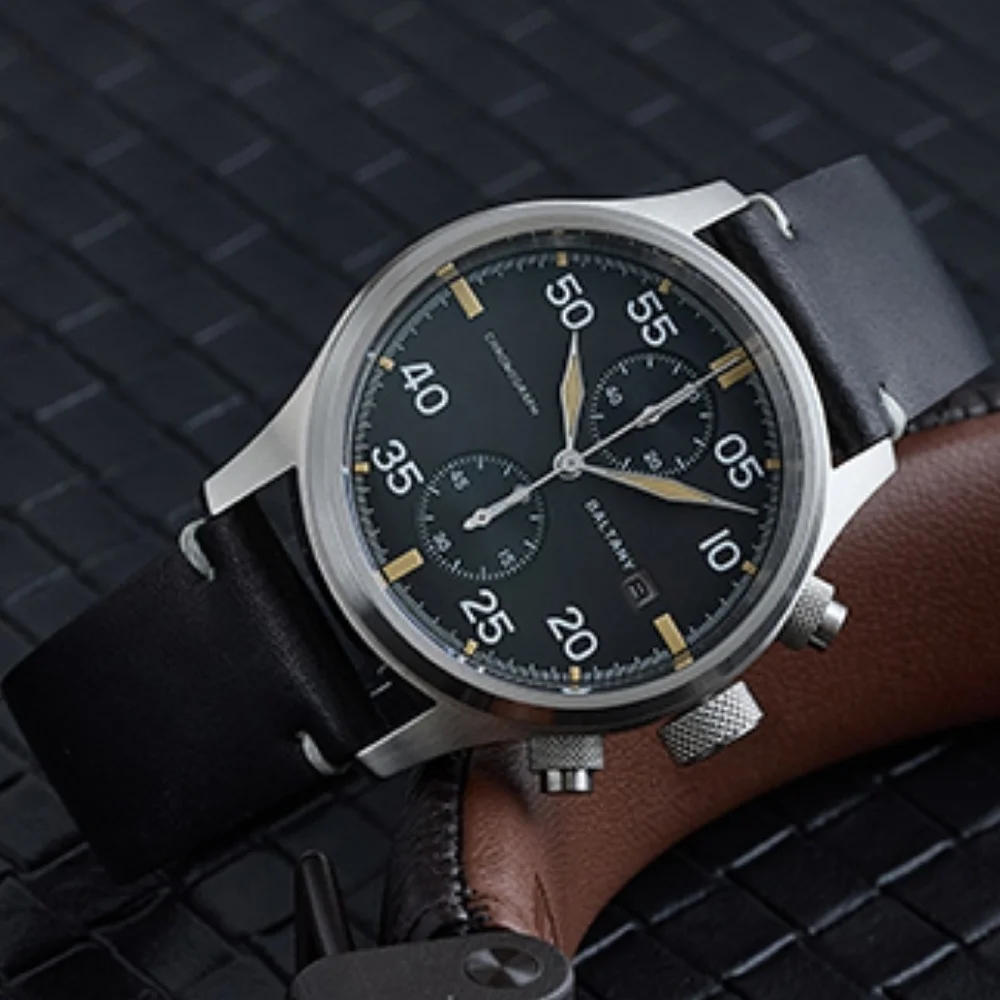 Jam Tangan Quartz Pria Baltany 2025 VS71 Solar S6070 Pilot Kristal Safir Berlapis AR Luminous Militer Kronograf