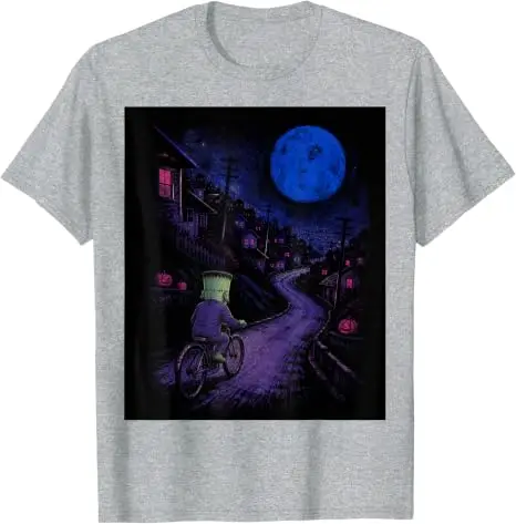 Frankenstein auf Fahrrad Halloween Fahrrad Radfahren T-Shirt Y2k Fahrradtour Vollmond Radfahren Gruselige Geschenke Grafik-T-Shirt Geschenke – Detail 6