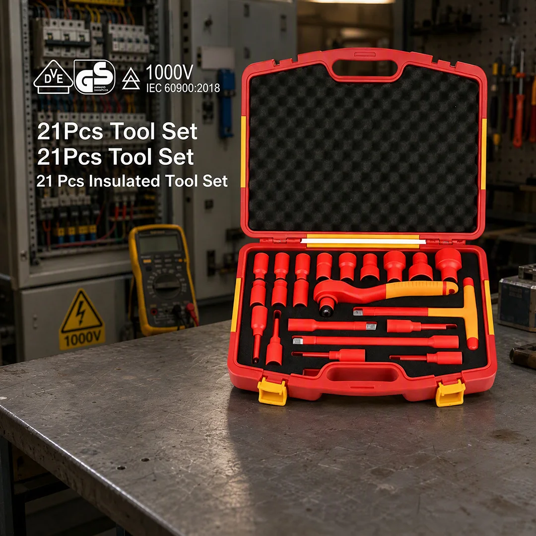 Electrician Insulated Socket Set 1000V IEC 60900 Certified Double Insulated Non-Slip Grip Professional Grade Kit
