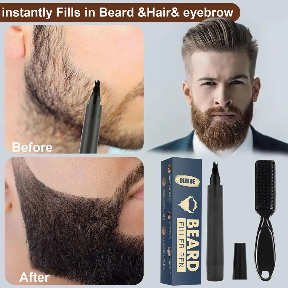 Men Beard Filling Pen Kit Barber Pencil With Brush Engraving Styling Repair Salon Facial Shape Tool Mustache Hair Tools Eye Y7M7