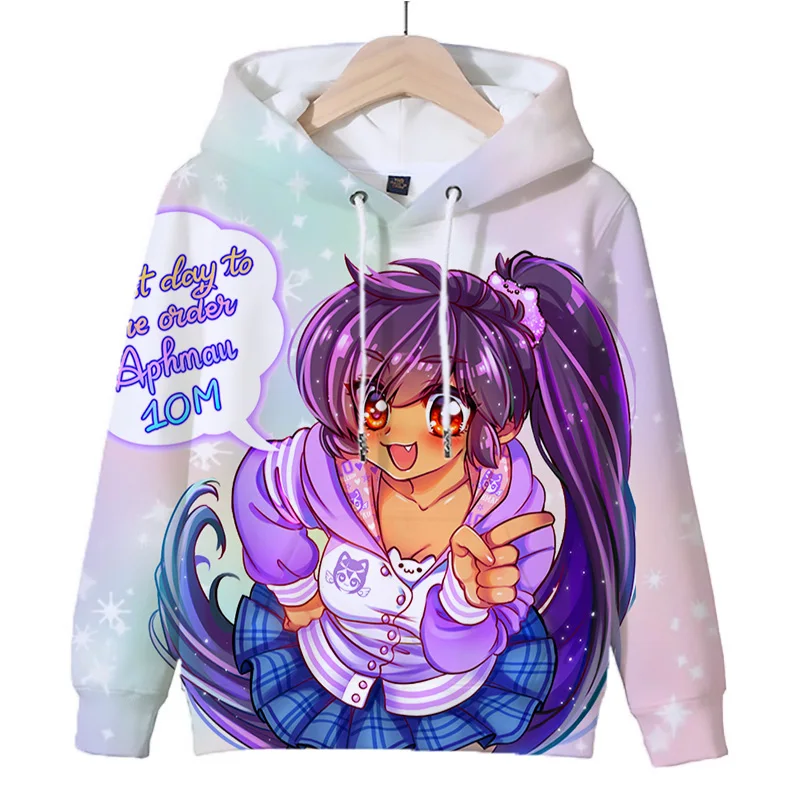 Sudadera con capucha de juego Aphmau para niños, sudaderas con capucha en 3D estampadas, Jersey Kawaii para niñas, Tops con capucha, ropa para niños