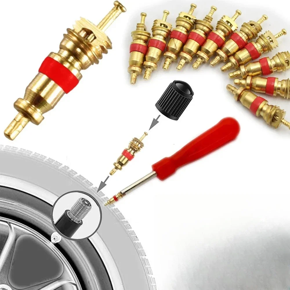 Válvula de Cobre para Carro, Moto e Bicicleta - Removedor de Hastes de Pneu Americanas/EUA para Pneus a Vácuo - Acessórios Automotivos e para Biciclet